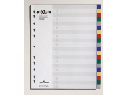 Plastový rozraďovač DURABLE 20-dielny maxi farebný