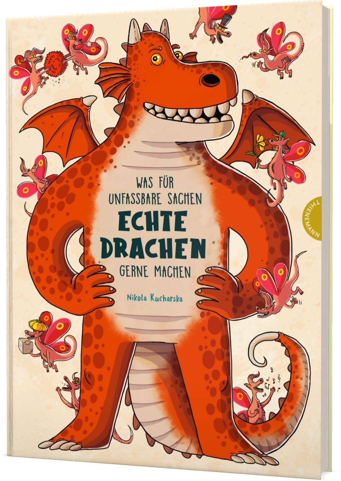 Was für unfassbare Sachen echte Drachen gerne machen Erfundene Fakten über Drachen in witzigen Wimmelbildern