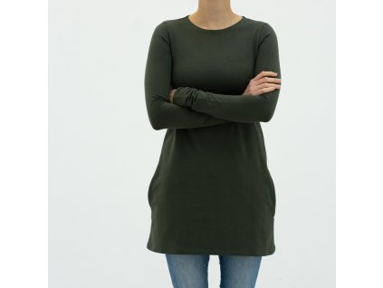 Khaki šaty s kapsami