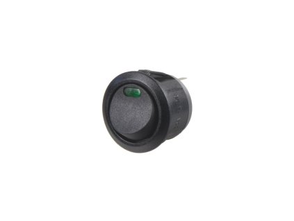 Spínač kolébkový kulatý 20A zelená LED
