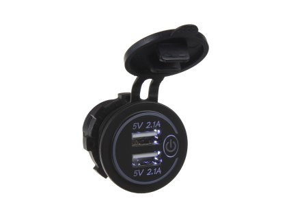 2x USB nabíječka voděodolná do panelu, bílá