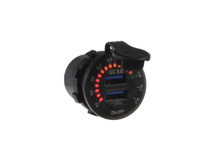 2x USB nabíječka QC3.0, voltmetr s analogovou indikací do panelu