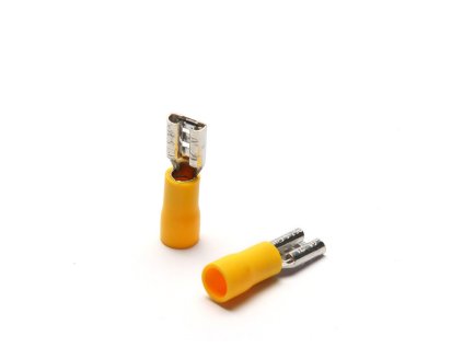 Objímka plochá 6,3 mm žlutá, 100 ks