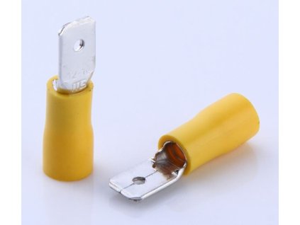 Zástrčka plochá 6,3 mm žlutá, 100 ks