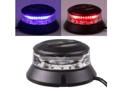 Robustní modro-červený LED maják, černý hliník, 36W, ECE R10