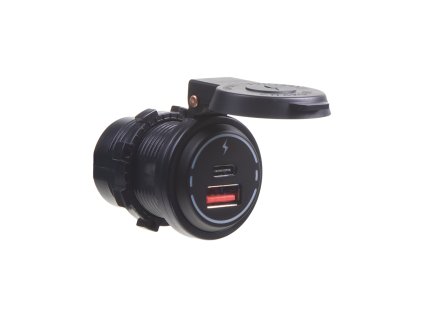 USB QC3.0 + USB-C PD 18W zásuvka 12/24V, voděodolná