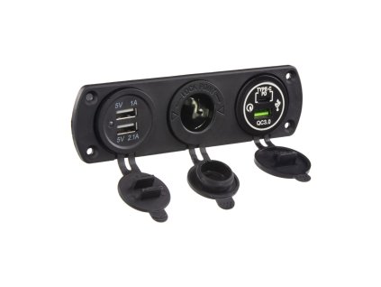 Trojitá zásuvka do panelu CL, 3x USB-A + 1x USB-C nabíječka