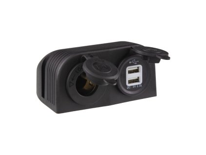 Dvojitá zásuvka s panelem 1x CL + 2x nabíječka USB voděodolná