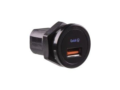 USB nabíječka QC3.0 do panelu, kulatá, 12/24V