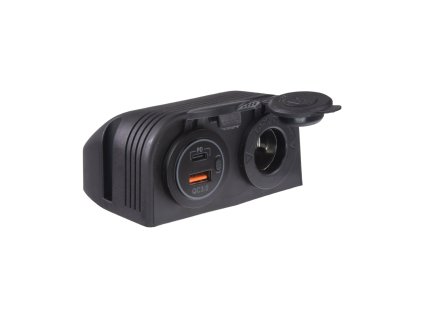 Dvojitá zásuvka s panelem 1x CL + 2x nabíječka USB voděodolná