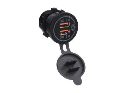 2x USB nabíječka voděodolná do panelu, QC3.0, bílá