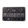 Panel s 6x spínači, CL, voltmetr + USB zásuvka, 12/24V