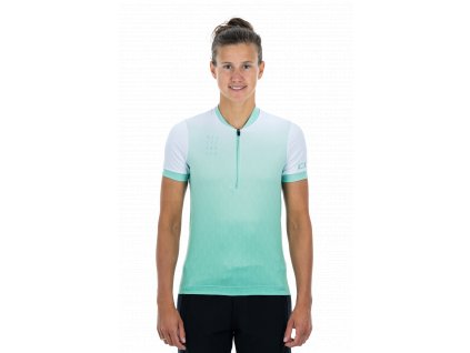 Cyklistický dres  ATX WS Jersey Half Zip S/S green'n'white