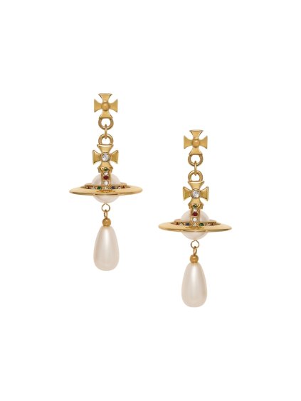 Náušnice - PEARL DROP EARRINGS zlaté
