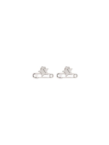 Náušnice - SAFETY PIN STUD EARRINGS strieborné