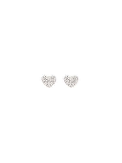 Náušnice - HEART PAVE STUD EARRINGS strieborné