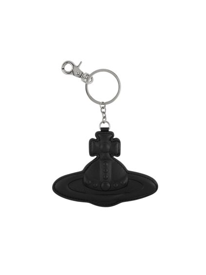 Kľúčenka - SMOOTH LEATHER INJECTED ORB MIRROR KEYRING čierna