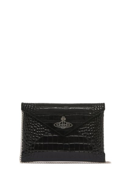 Kabelka - CROCODILE THIN LINE ORB ENVELOPE CLUTCH čierna
