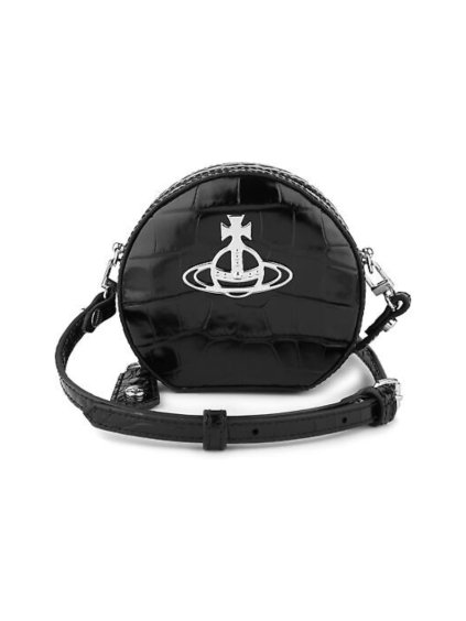 Kabelka - CROCODILE MINI ROUND CROSSBODY čierna