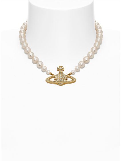Náhrdelník - ONE ROW PEARL BAS RELIEF CHOKER zlatý