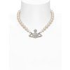 Necklace - ONE ROW PEARL BAS RELIEF CHOKER