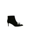 Kozačky - BELGRAVIA BOW ANKLE BOOT BLACK VELVET