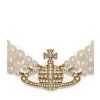 Náhrdelník - THREE ROW PEARL BAS RELIEF CHOKER zlatý