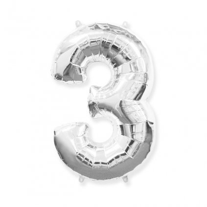 Stříbrná fóliová číslice 3