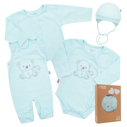 Kojenecká soupravička do porodnice New Baby Sweet Bear modrá 50