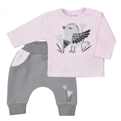 Kojenecké bavlněné tepláčky a tričko Koala Birdy růžové 56 (0-3m)