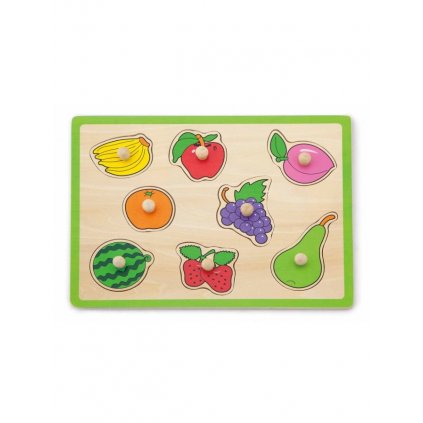 Dětské dřevěné puzzle s úchyty Viga Ovoce