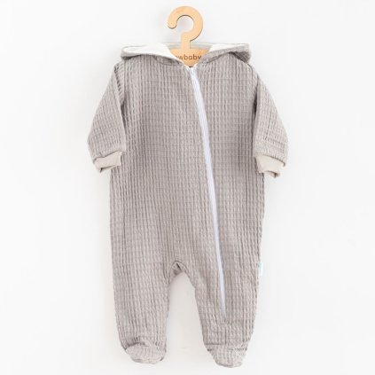 Kojenecký mušelínový overal s kapucí New Baby Comfort clothes šedá 56 (0-3m)