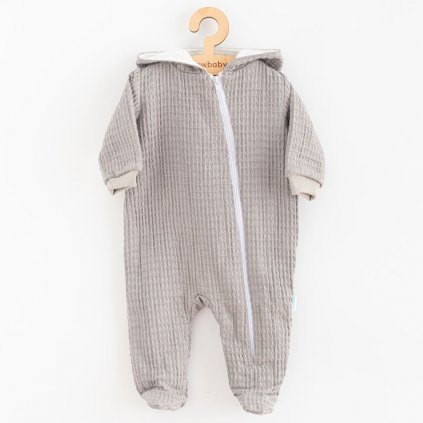Kojenecký mušelínový overal s kapucí New Baby Comfort clothes šedá 80 (9-12m)