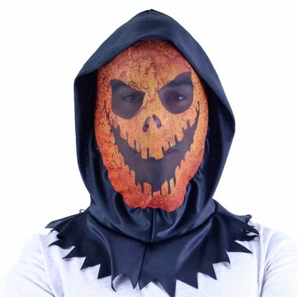 Maska oranžová halloween textilní