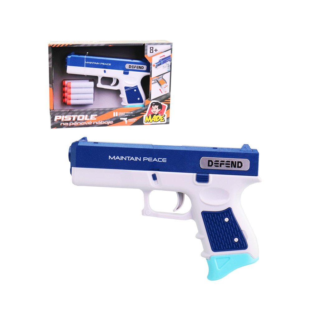 Modrá pištoľ so softovými nábojmi