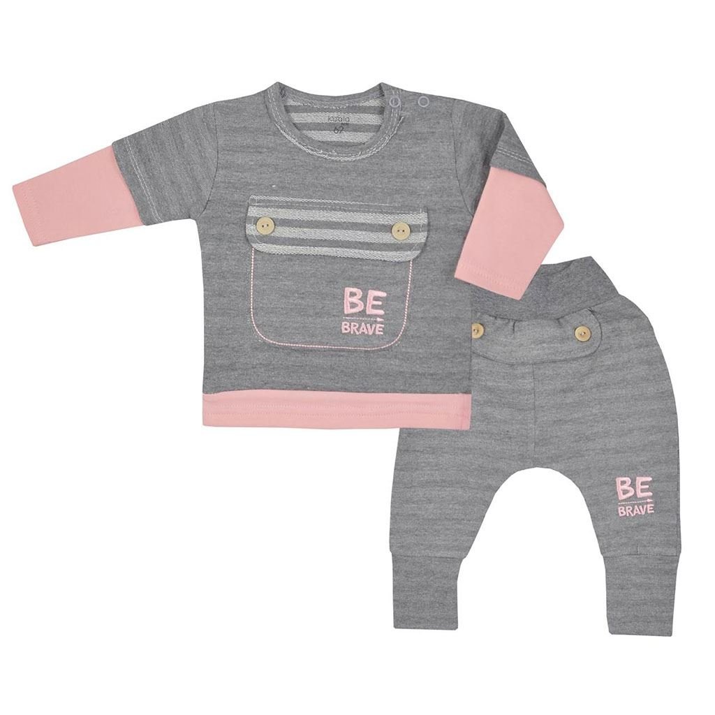 Dojčenské bavlnené tepláčky a tričko Koala BE BRAVE sivo-ružové 86 (12-18m)
