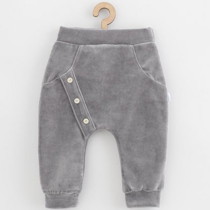 Dojčenské semiškové tepláky New Baby Suede clothes sivá 62 (3-6m)