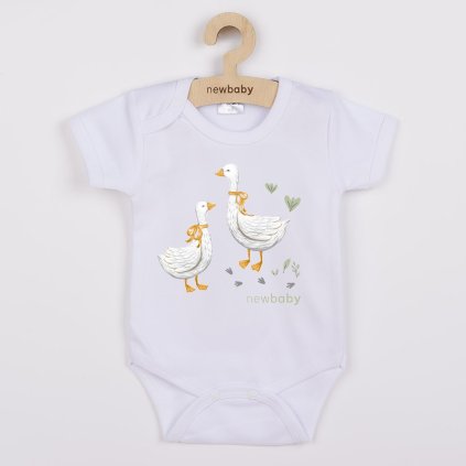 Detské body s potlačou New Baby Husičky - krátky rukáv 74 (6-9m)