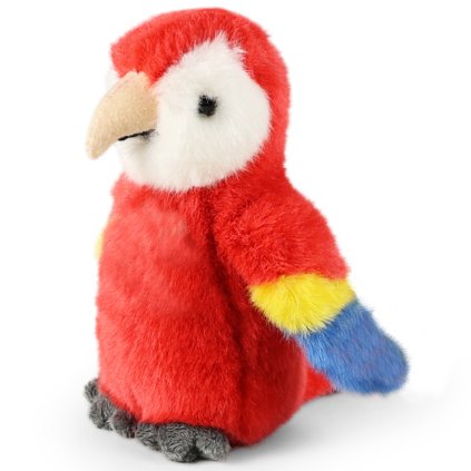 Plyšový vták papagáj červený