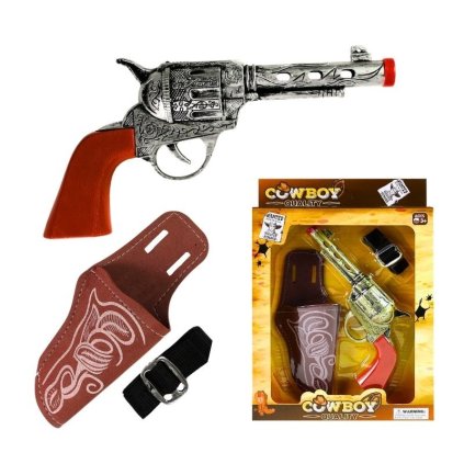 Kovbojská pištoľ s puzdrom a zvukom 2 druhy