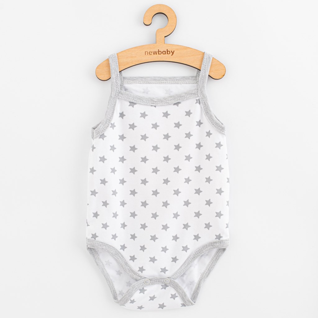 Dojčenské body bez rukávov New Baby Classic II hviezdičky šedé dievča 62 (3-6m)