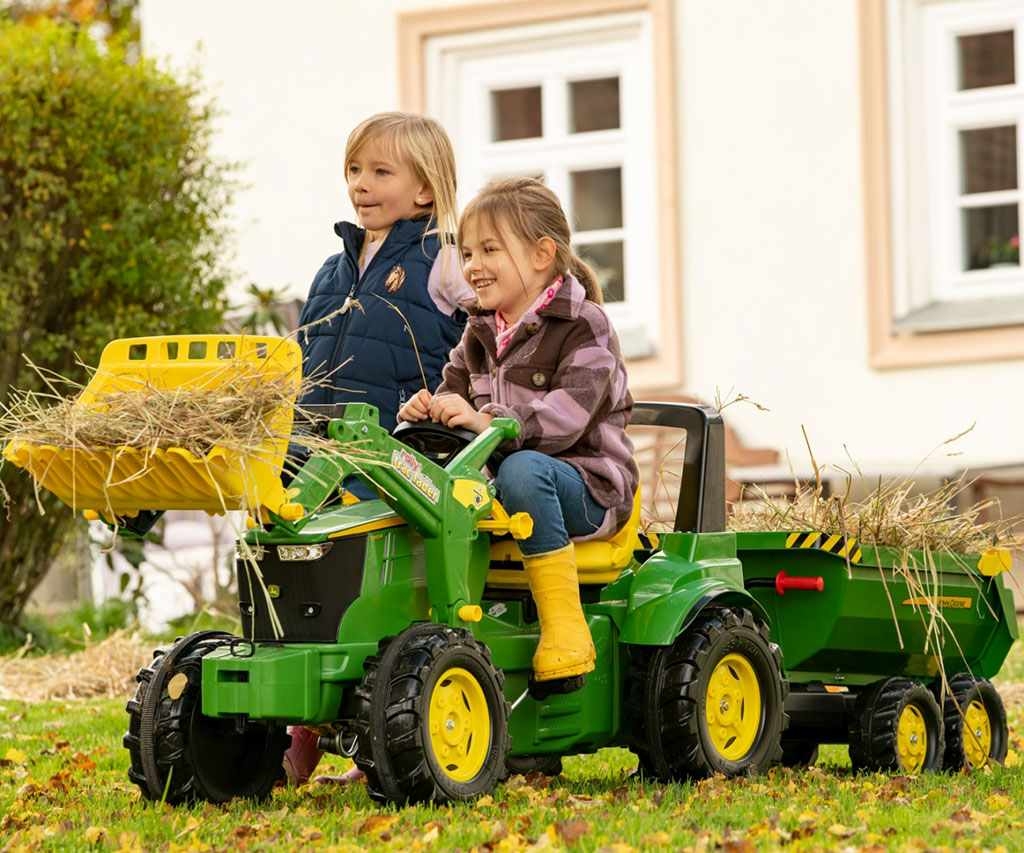 MILLY MALLY Sklápací traktorový príves Rolly Toys John Deere Halfpipe zelený