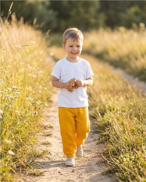 Detská bavlnená súprava tričko a mušelínové nohavice New Baby Kindergarten toffe 98 (2-3 r)