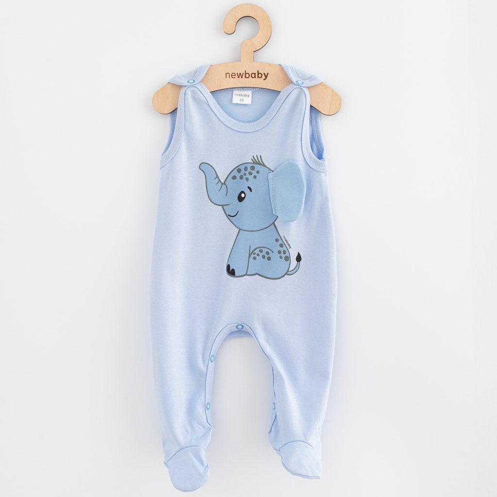 Dojčenské bavlnené dupačky New Baby Happy Elephant blue 80 (9-12m)