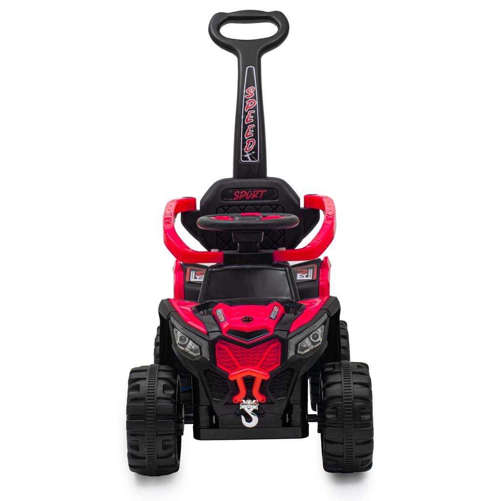 Detské elektrické odrážadlo Baby Mix Ruggy s vodiacou tyčou červené