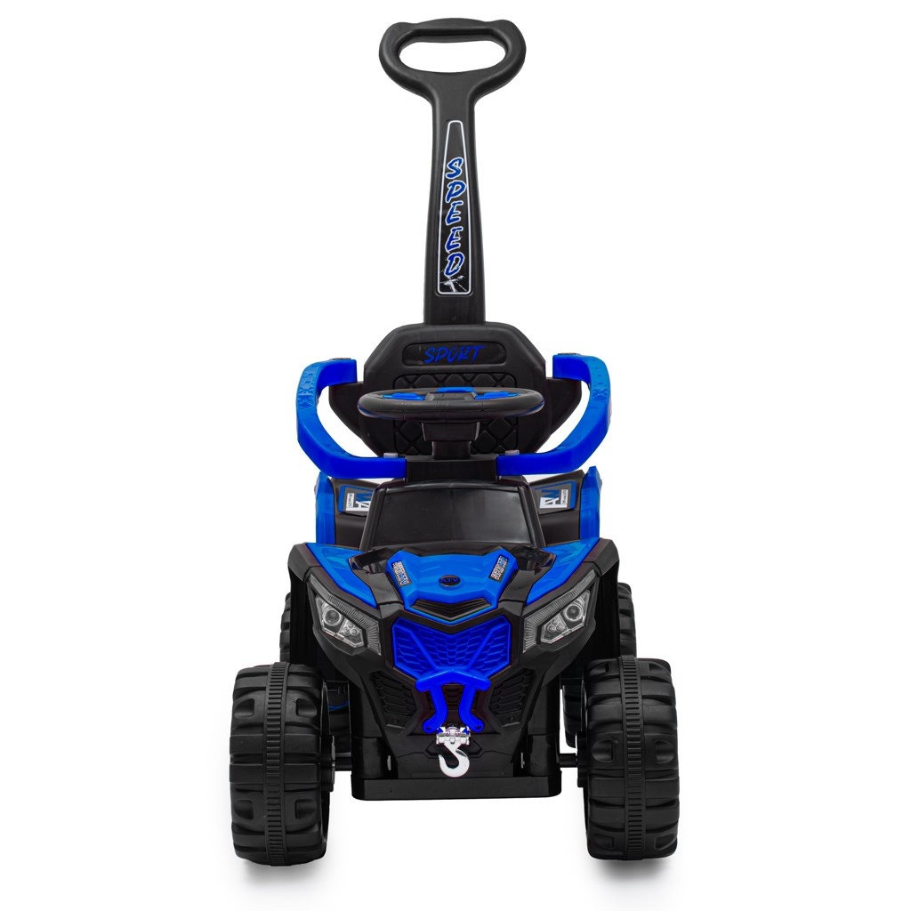 Detské elektrické odrážadlo Baby Mix Ruggy s vodiacou tyčou modré