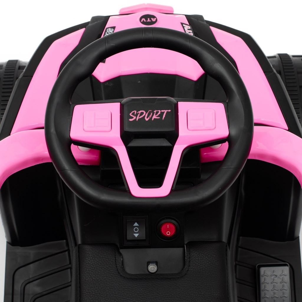 Detské elektrické odrážadlo Baby Mix Ruggy s vodiacou tyčou baby pink