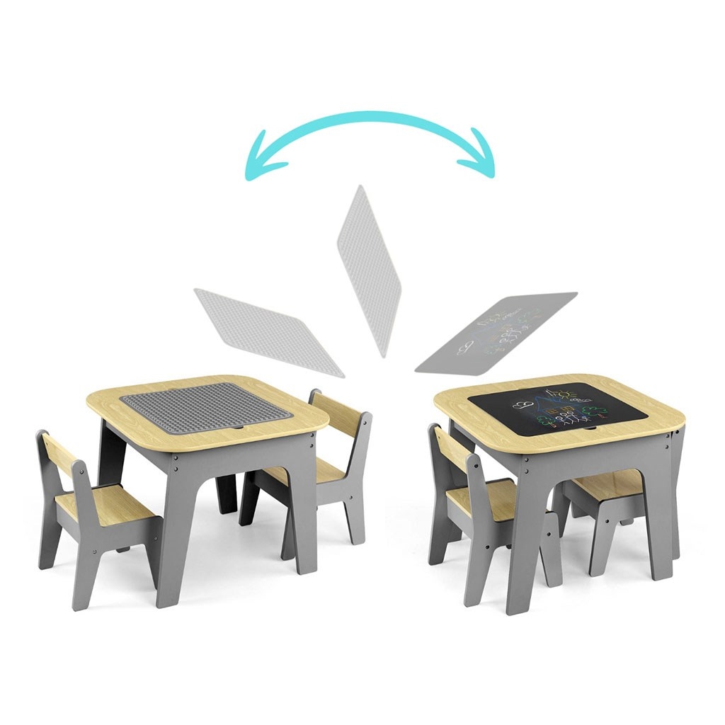 Detský stôl a stolička Milly Mally Olaf Blocks Dark Grey