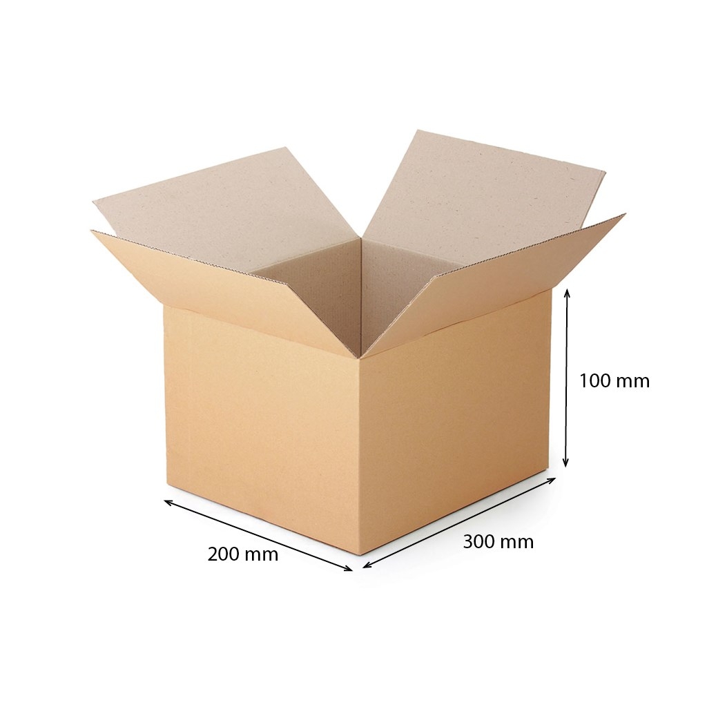 CARERO Kartónová klopová krabica 300x200x100 mm trojvrstvová