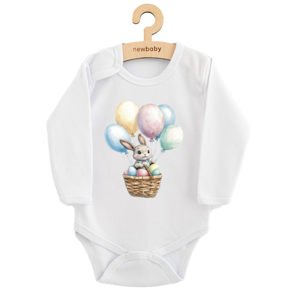 Detské body s potlačou New Baby Králiček s balónikmi 56 (0-3m)